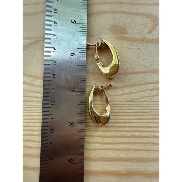 Vintage Napier Gold Tone Crescent Hoop Screw Back Clip-On Earrings - Picture 3 of 5
